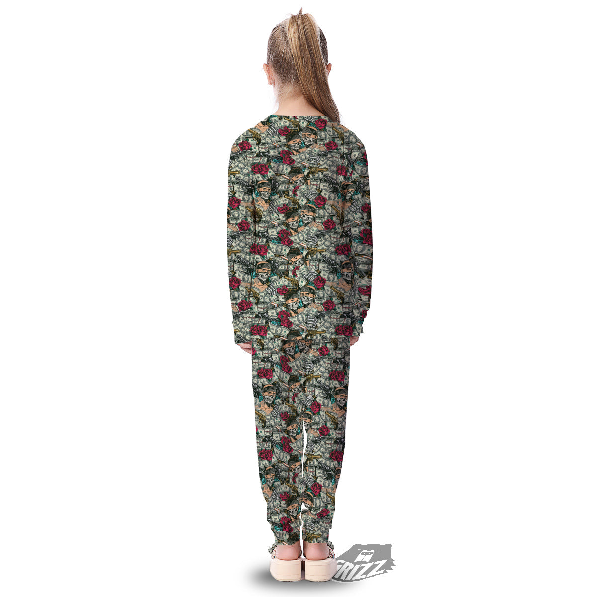 Gang Gun And Money Vintage Print Pattern Kid's Pajamas-grizzshop