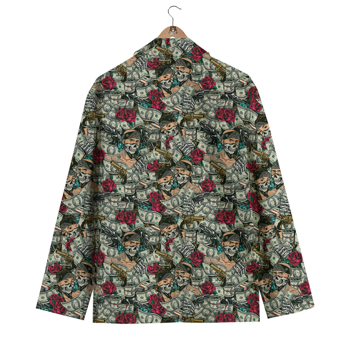 Gang Gun And Money Vintage Print Pattern Men's Blazer-grizzshop