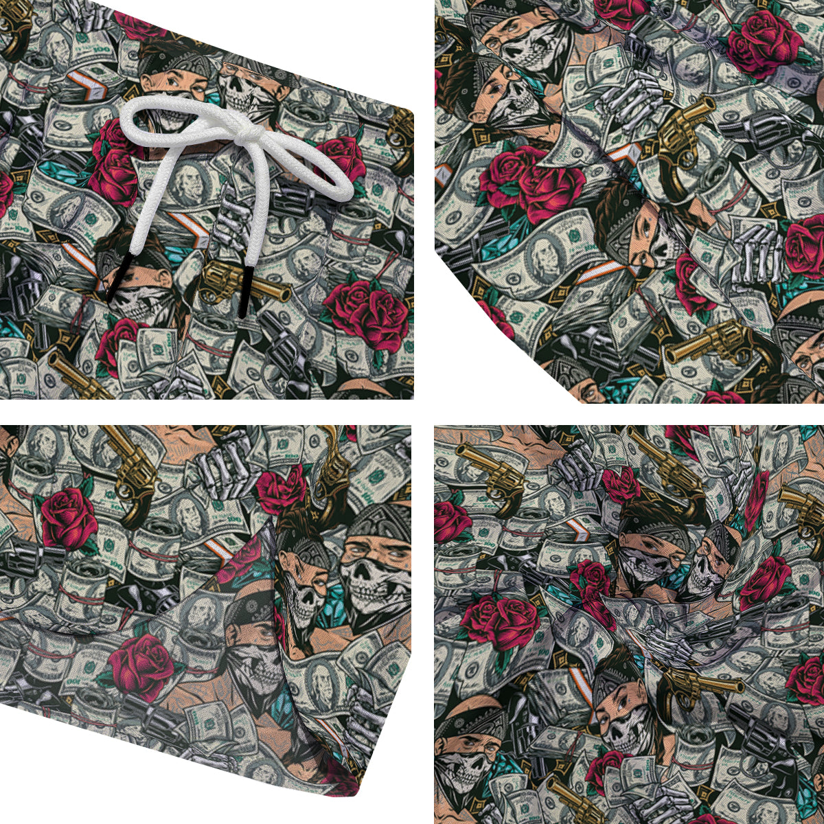 Gang Gun And Money Vintage Print Pattern Men's Running Shorts-grizzshop