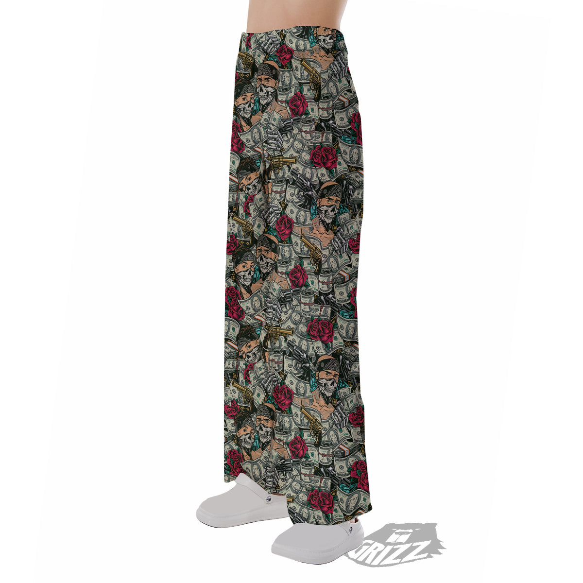 Gang Gun And Money Vintage Print Pattern Pajama Pants-grizzshop
