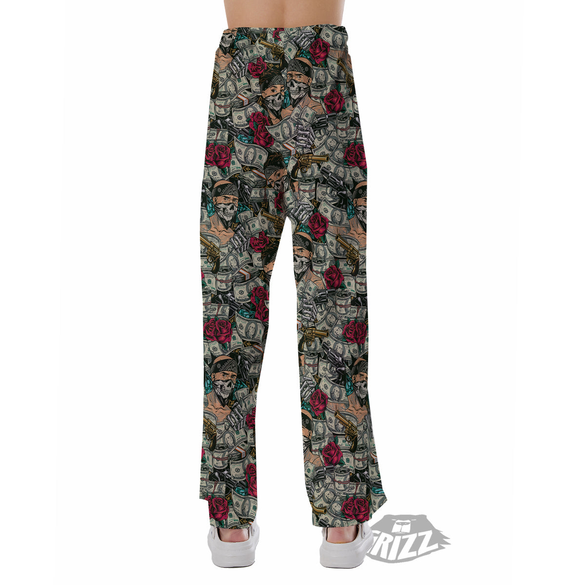 Gang Gun And Money Vintage Print Pattern Pajama Pants-grizzshop