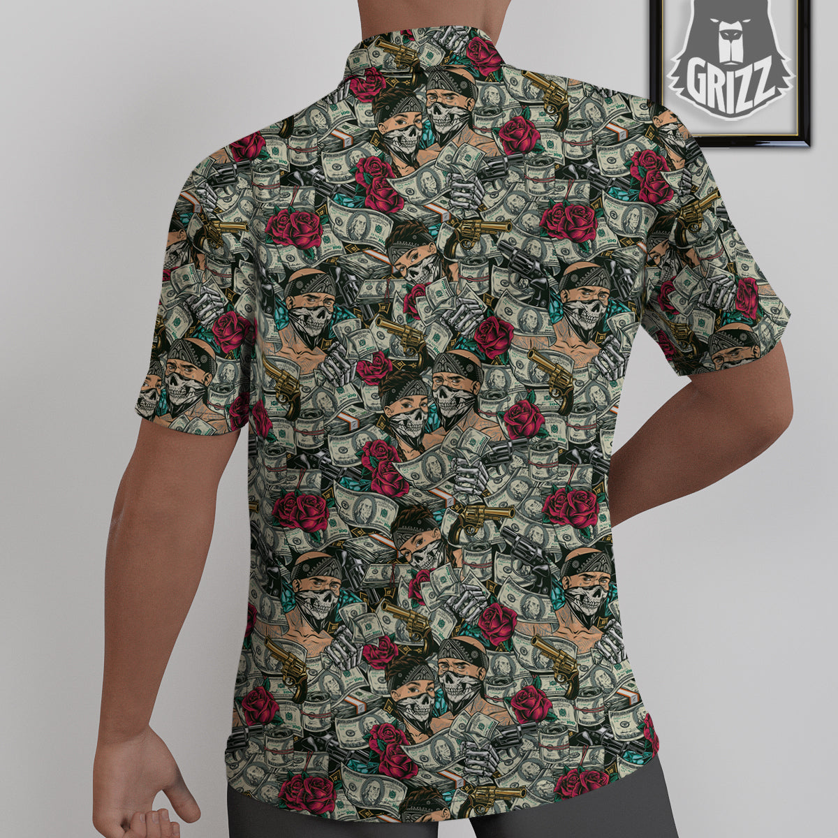 Gang Gun And Money Vintage Print Pattern Untucked Shirts-grizzshop