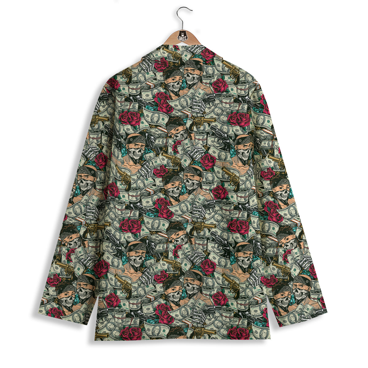 Gang Gun And Money Vintage Print Pattern Women's Blazer-grizzshop