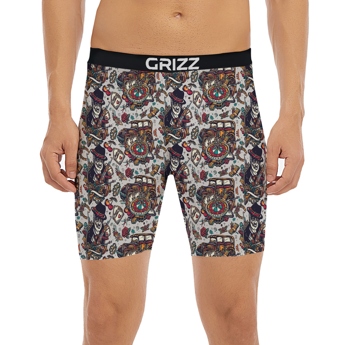 Gangsters And Criminal Tattoo Print Pattern Boxer Briefs-grizzshop