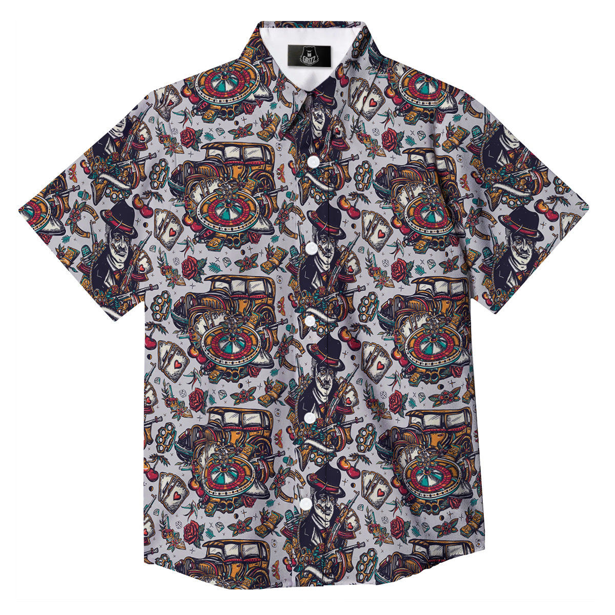 Gangsters And Criminal Tattoo Print Pattern Button Up Shirt-grizzshop