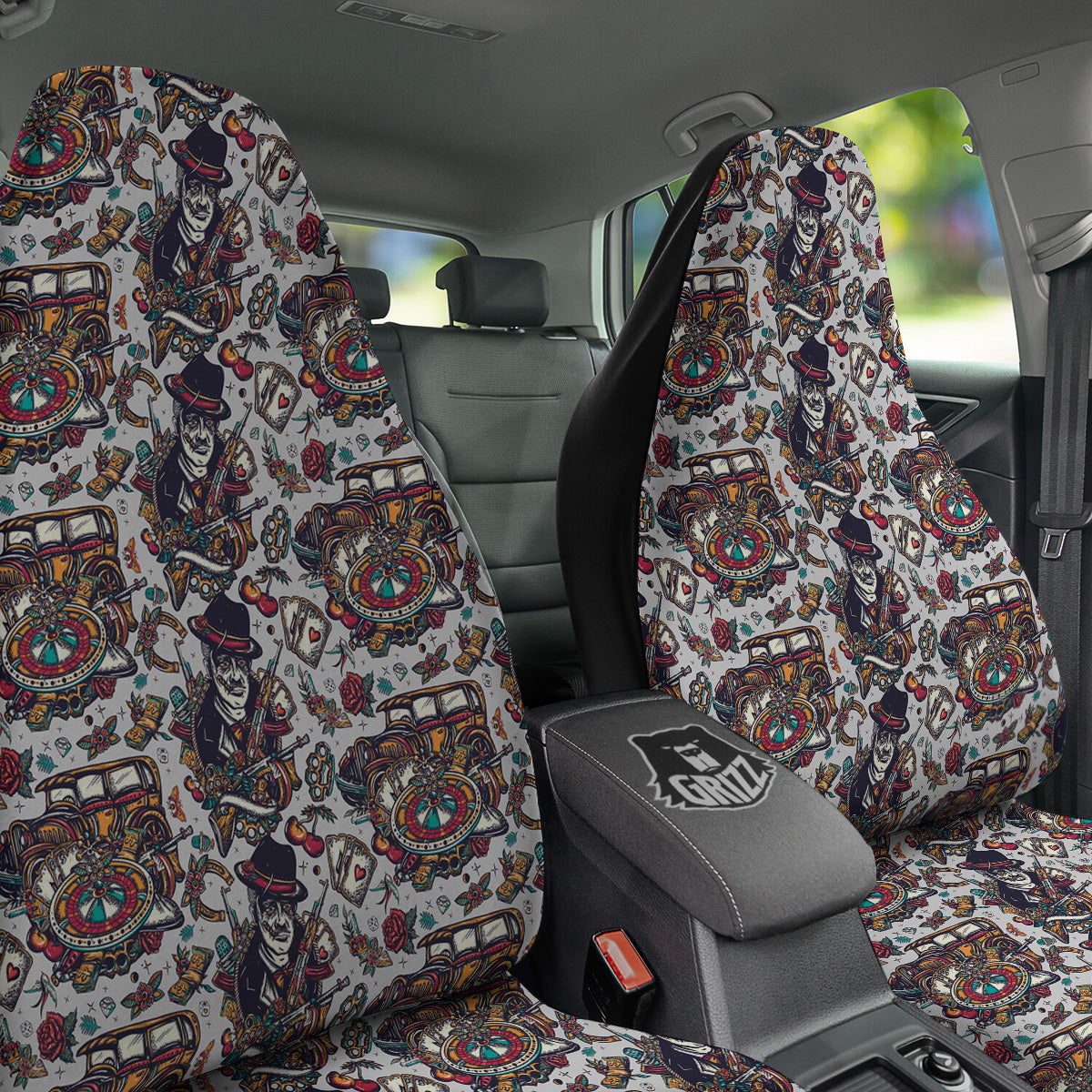 Gangsters And Criminal Tattoo Print Pattern Car Seat Covers-grizzshop