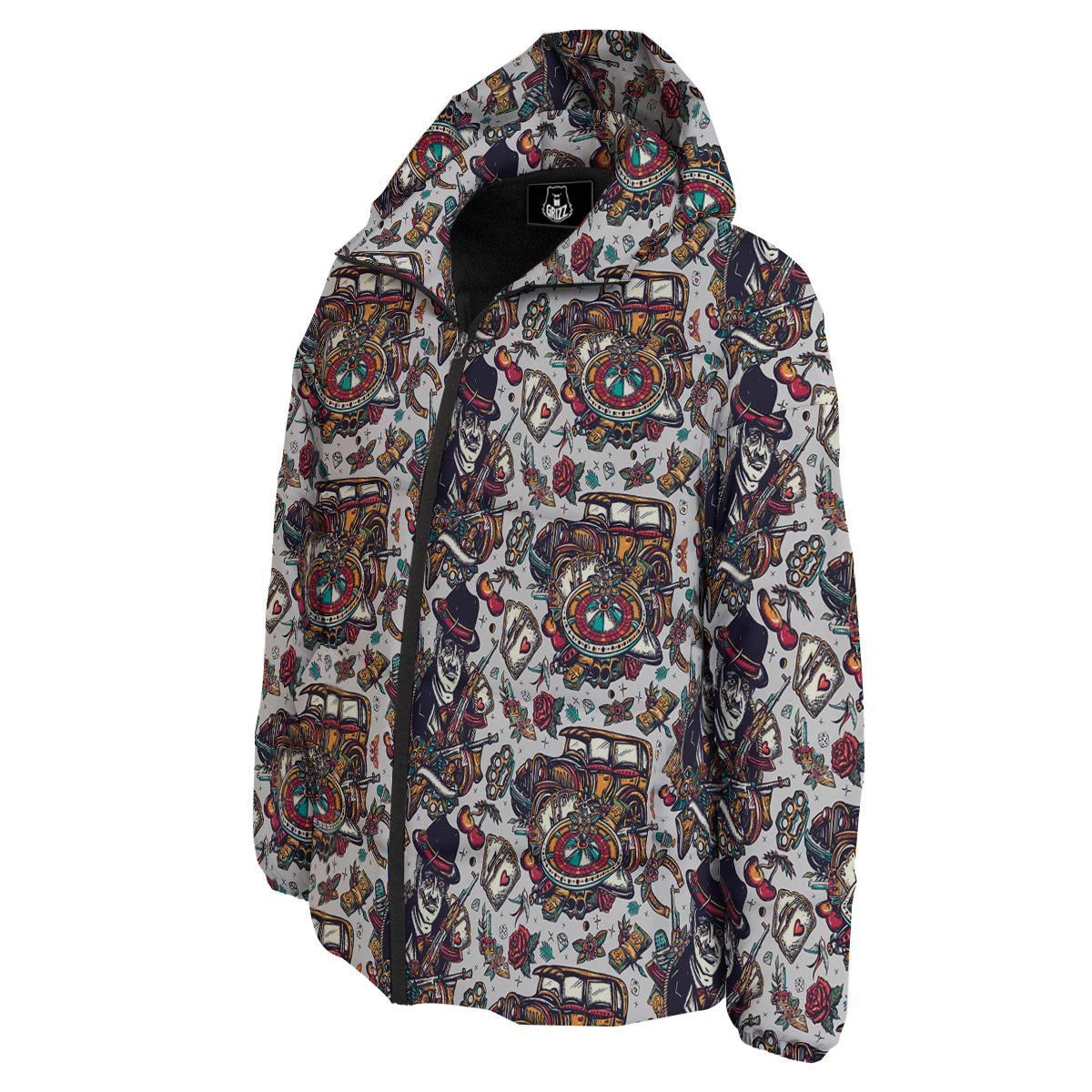 Gangsters And Criminal Tattoo Print Pattern Down Jacket-grizzshop