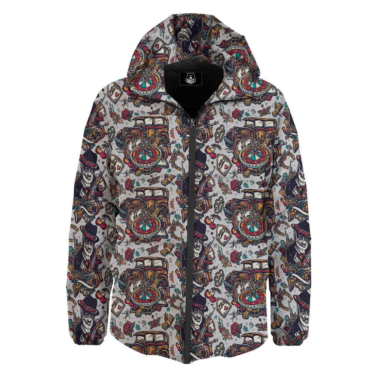 Gangsters And Criminal Tattoo Print Pattern Down Jacket-grizzshop