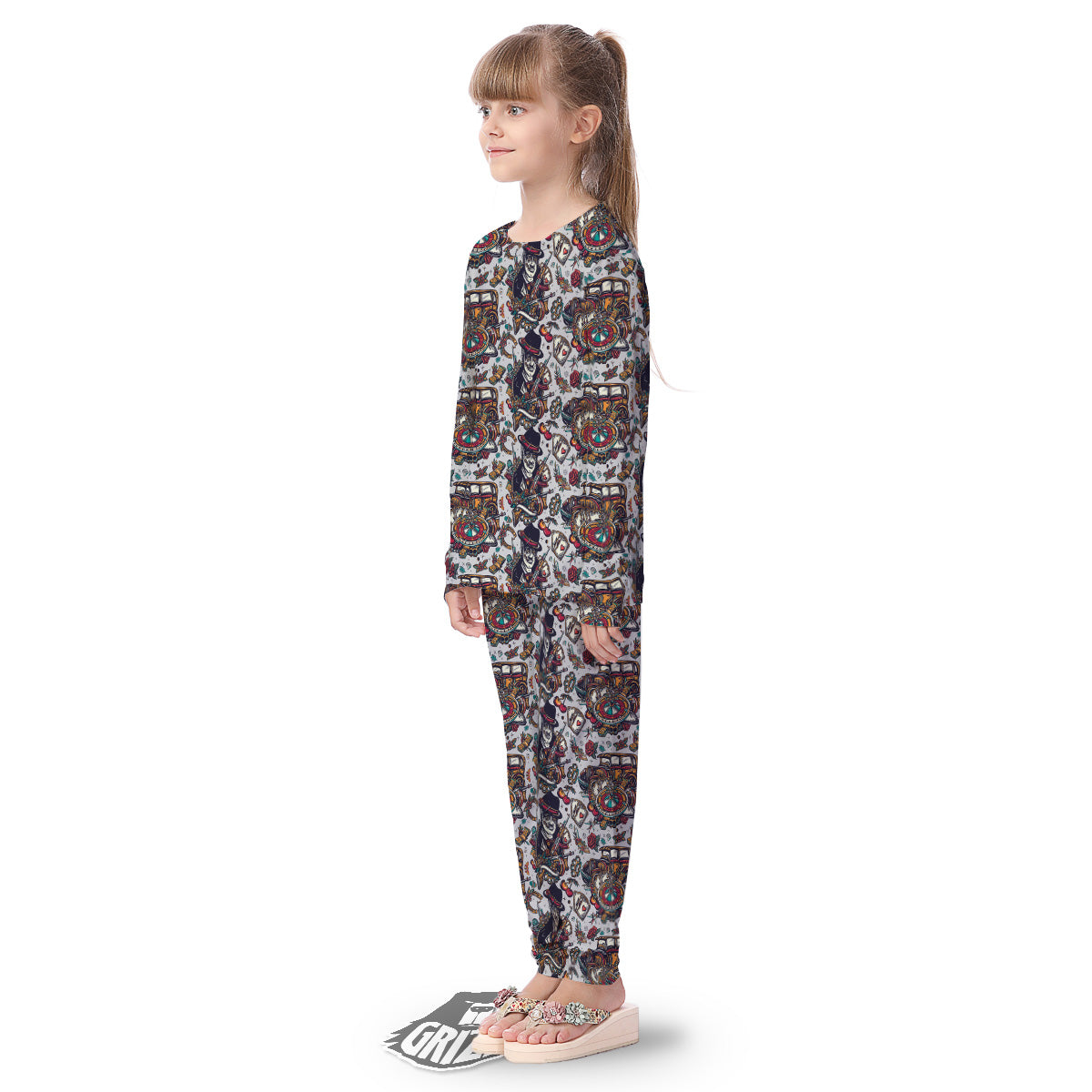 Gangsters And Criminal Tattoo Print Pattern Kid's Pajamas-grizzshop