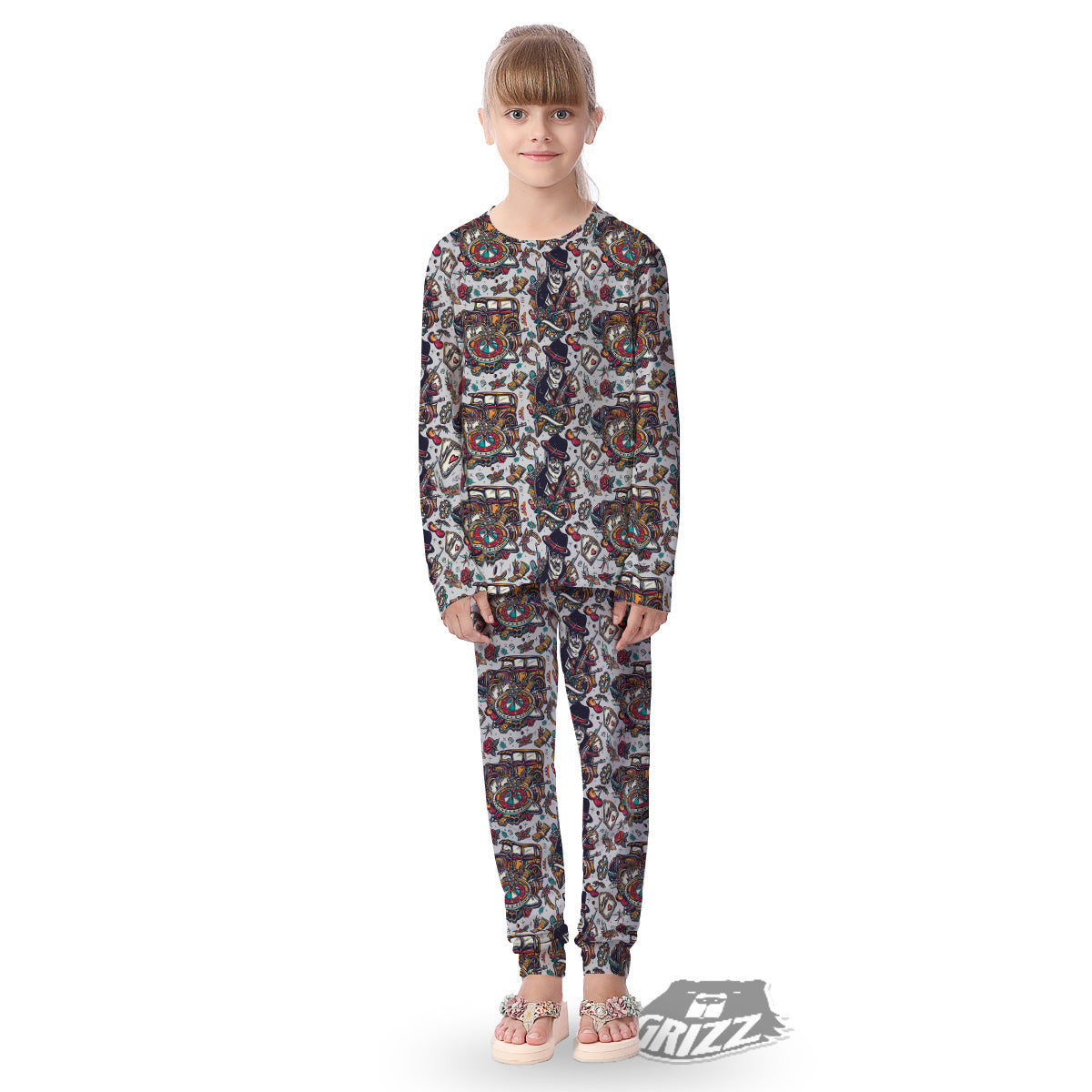 Gangsters And Criminal Tattoo Print Pattern Kid's Pajamas-grizzshop