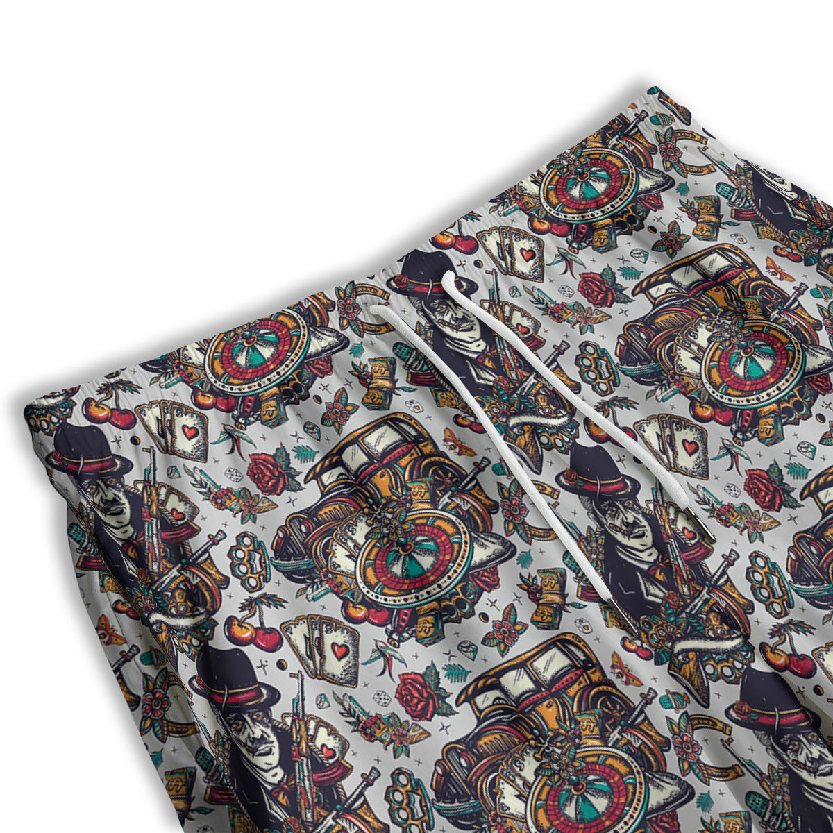 Gangsters And Criminal Tattoo Print Pattern Men's Athletic Shorts