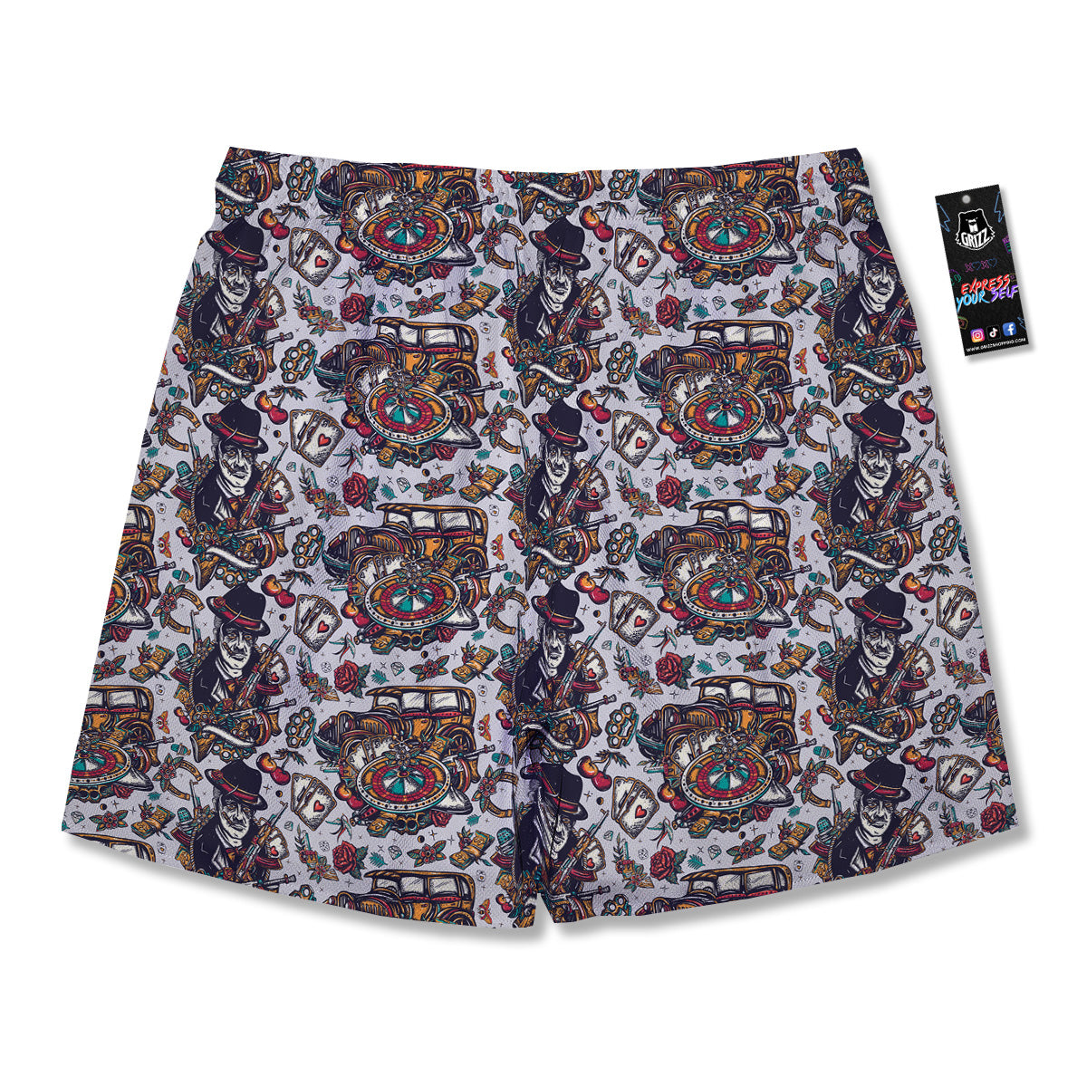 Gangsters And Criminal Tattoo Print Pattern Men's Running Shorts-grizzshop