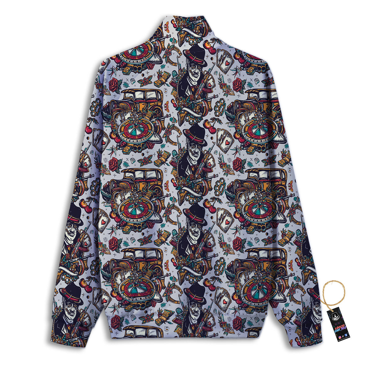 Gangsters And Criminal Tattoo Print Pattern Track Jacket-grizzshop