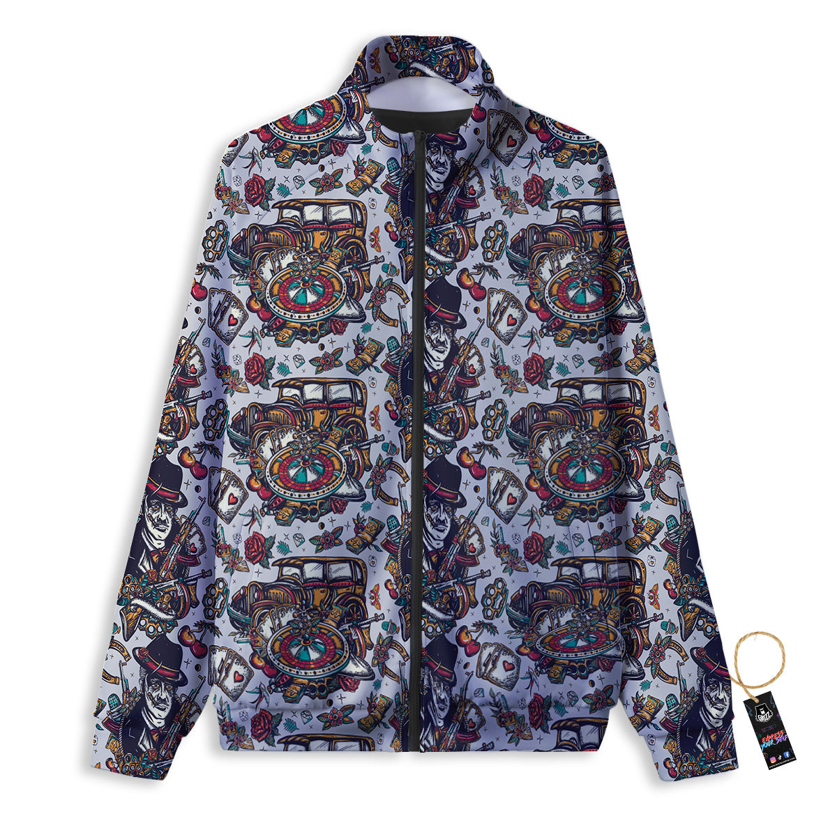 Gangsters And Criminal Tattoo Print Pattern Track Jacket-grizzshop