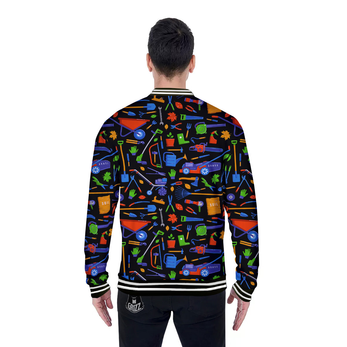 Garden Tools Print Pattern Baseball Jacket-grizzshop