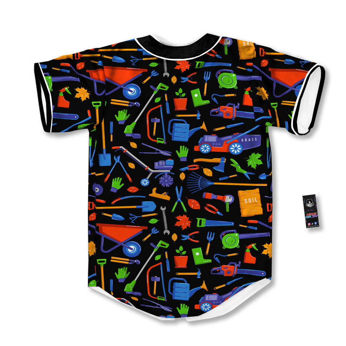 Garden Tools Print Pattern Baseball Jersey-grizzshop