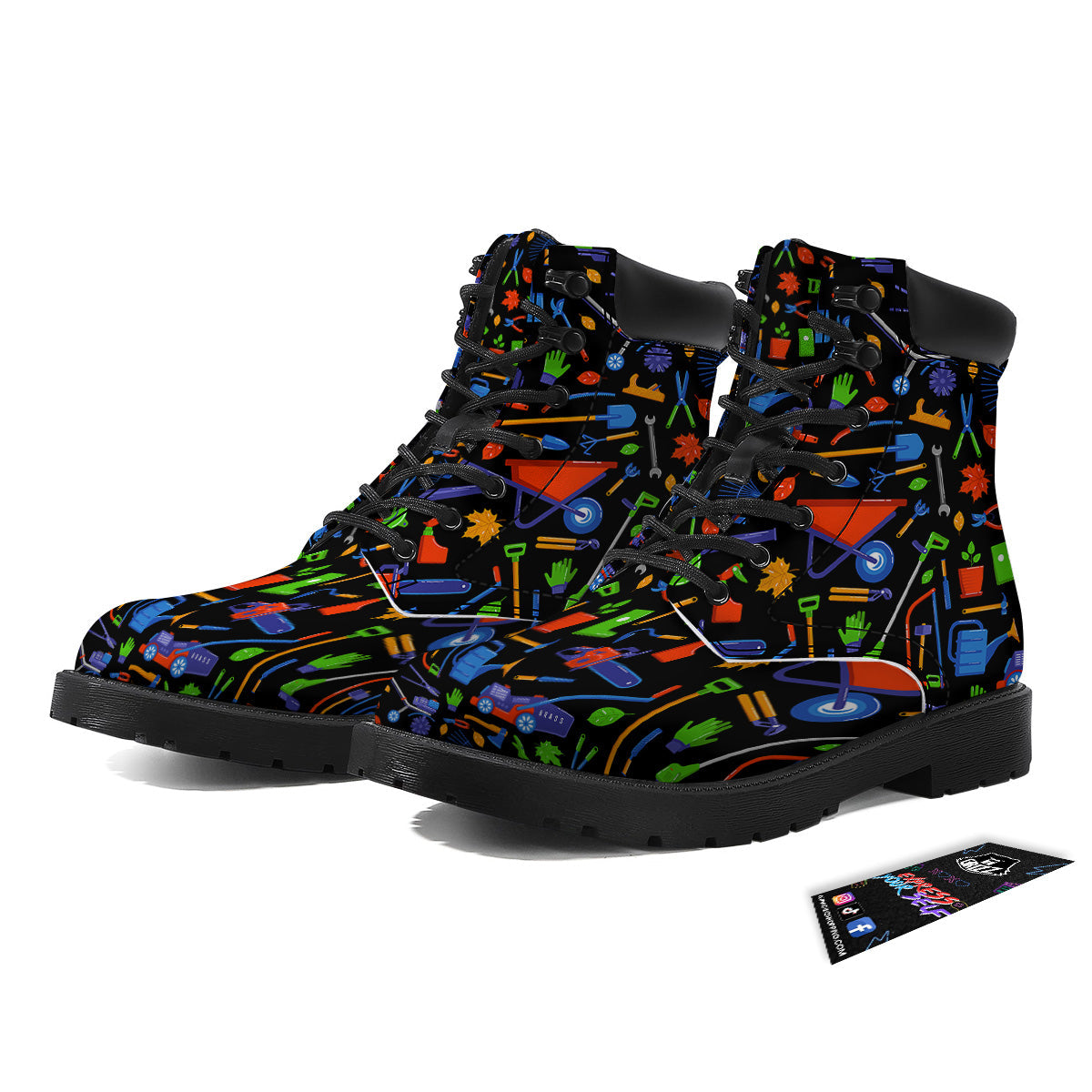 Garden Tools Print Pattern Boots-grizzshop