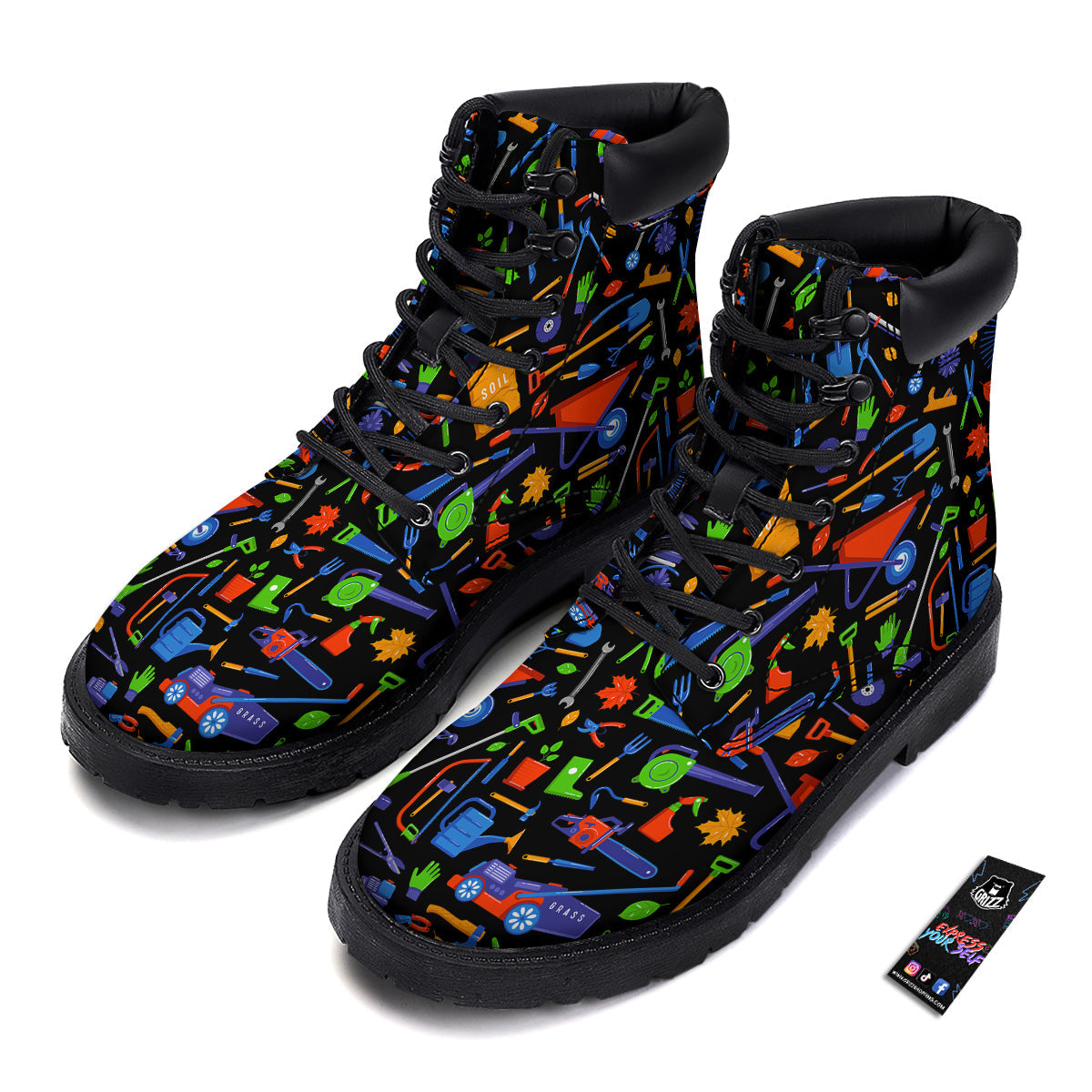 Garden Tools Print Pattern Boots-grizzshop