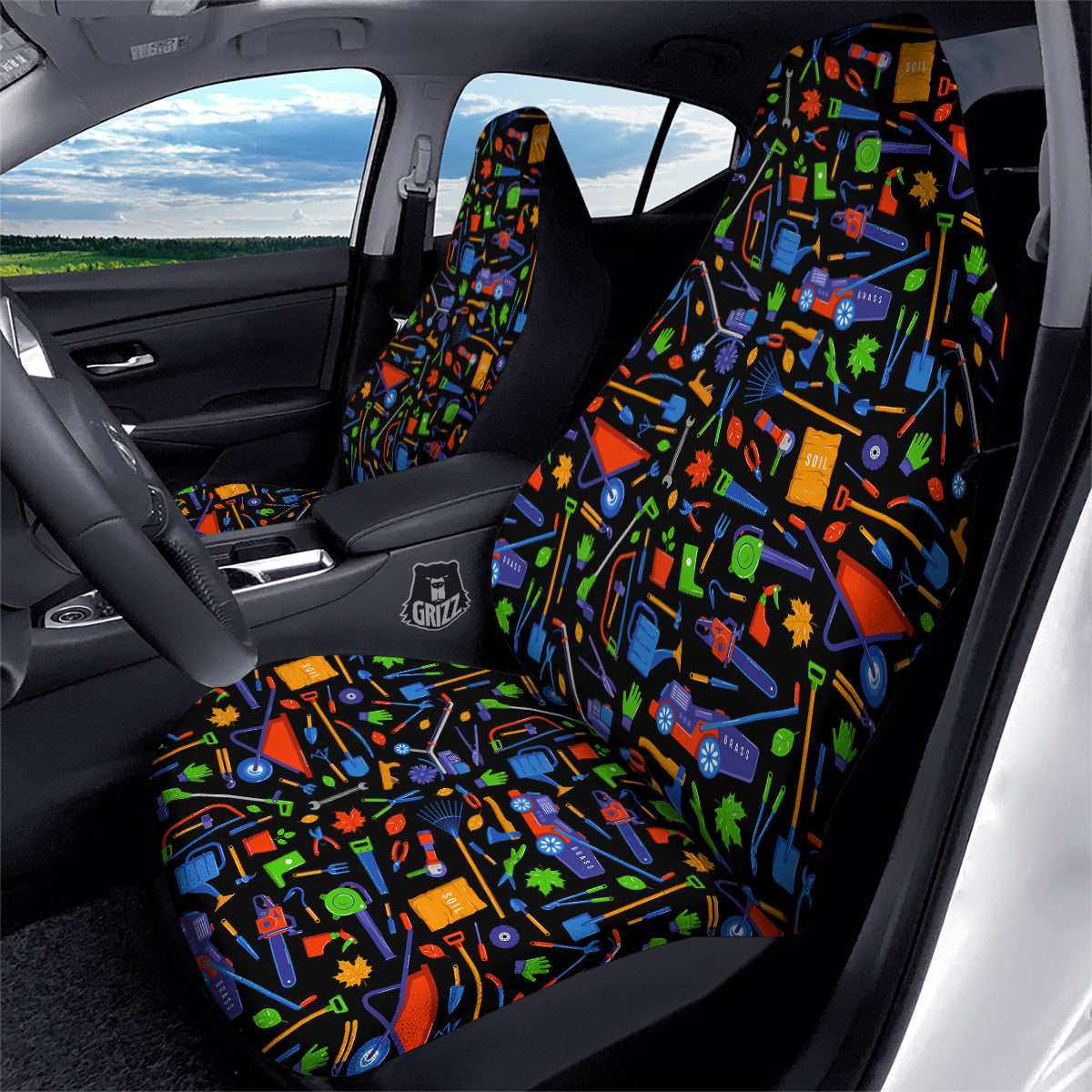 Garden Tools Print Pattern Car Seat Covers-grizzshop