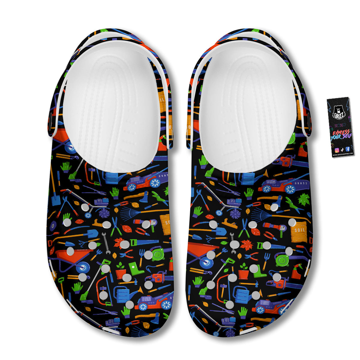 Garden Tools Print Pattern Clog-grizzshop