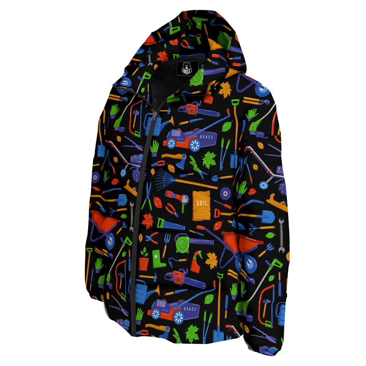 Garden Tools Print Pattern Down Jacket-grizzshop