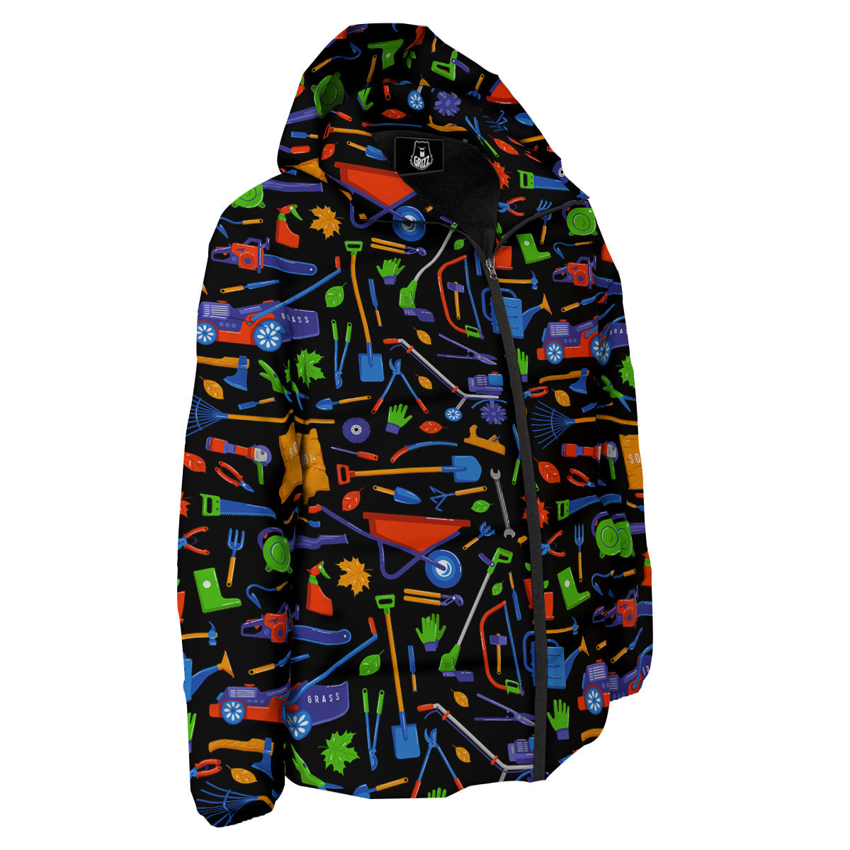 Garden Tools Print Pattern Down Jacket-grizzshop