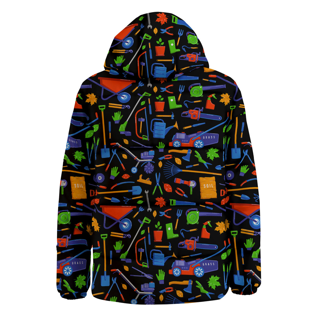 Garden Tools Print Pattern Down Jacket-grizzshop