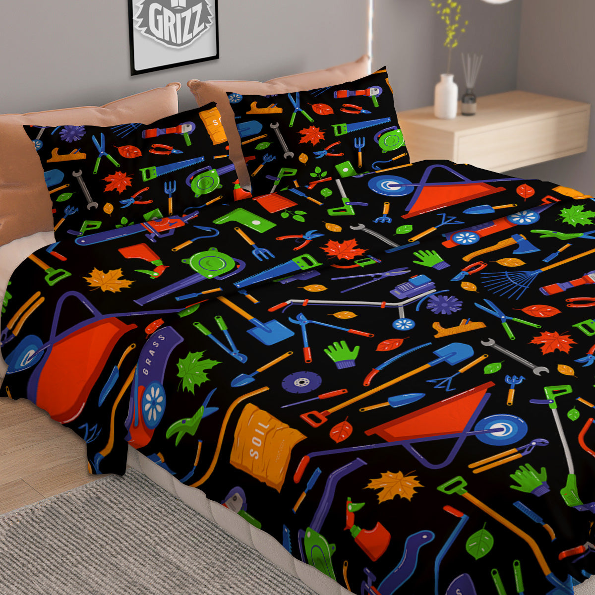 Garden Tools Print Pattern Duvet Cover Bedding Set-grizzshop