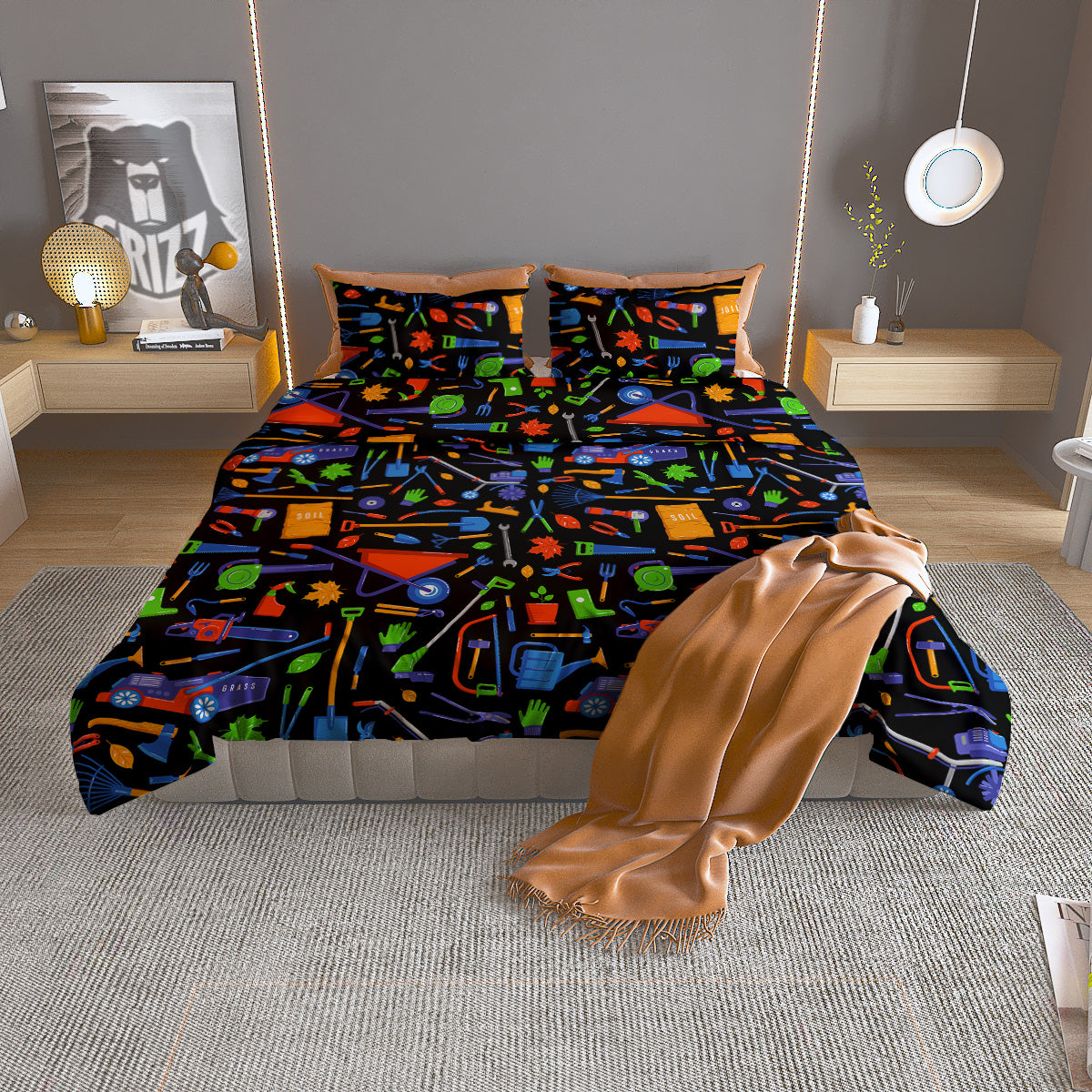 Garden Tools Print Pattern Duvet Cover Bedding Set-grizzshop