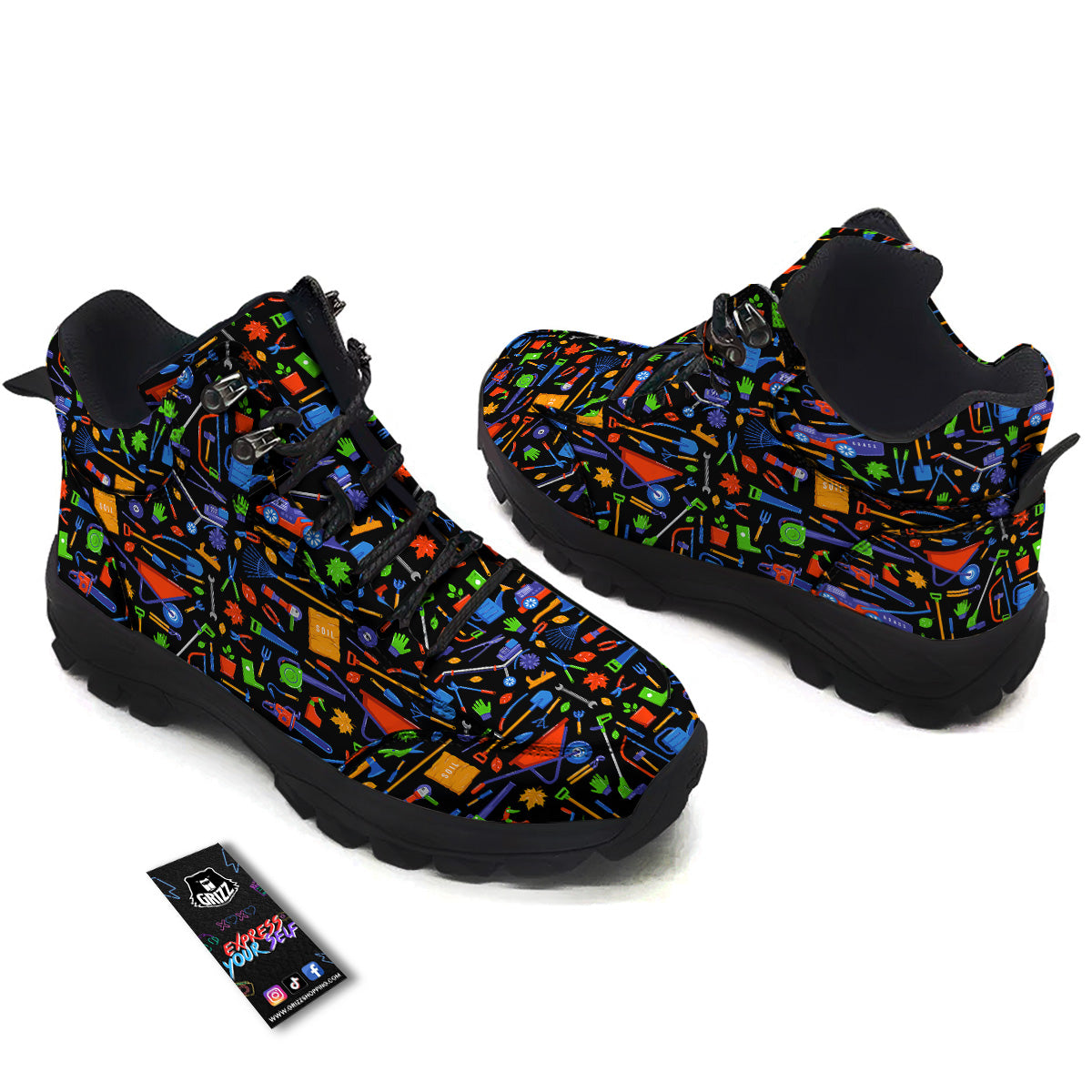 Garden Tools Print Pattern Hiking Shoes-grizzshop