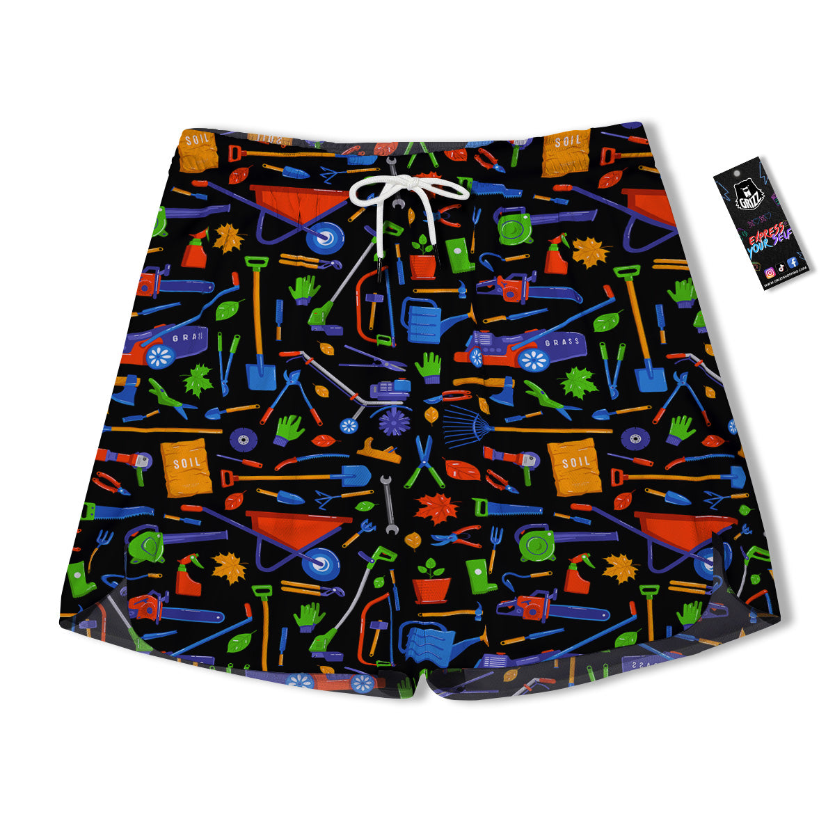 Garden Tools Print Pattern Men's Running Shorts-grizzshop