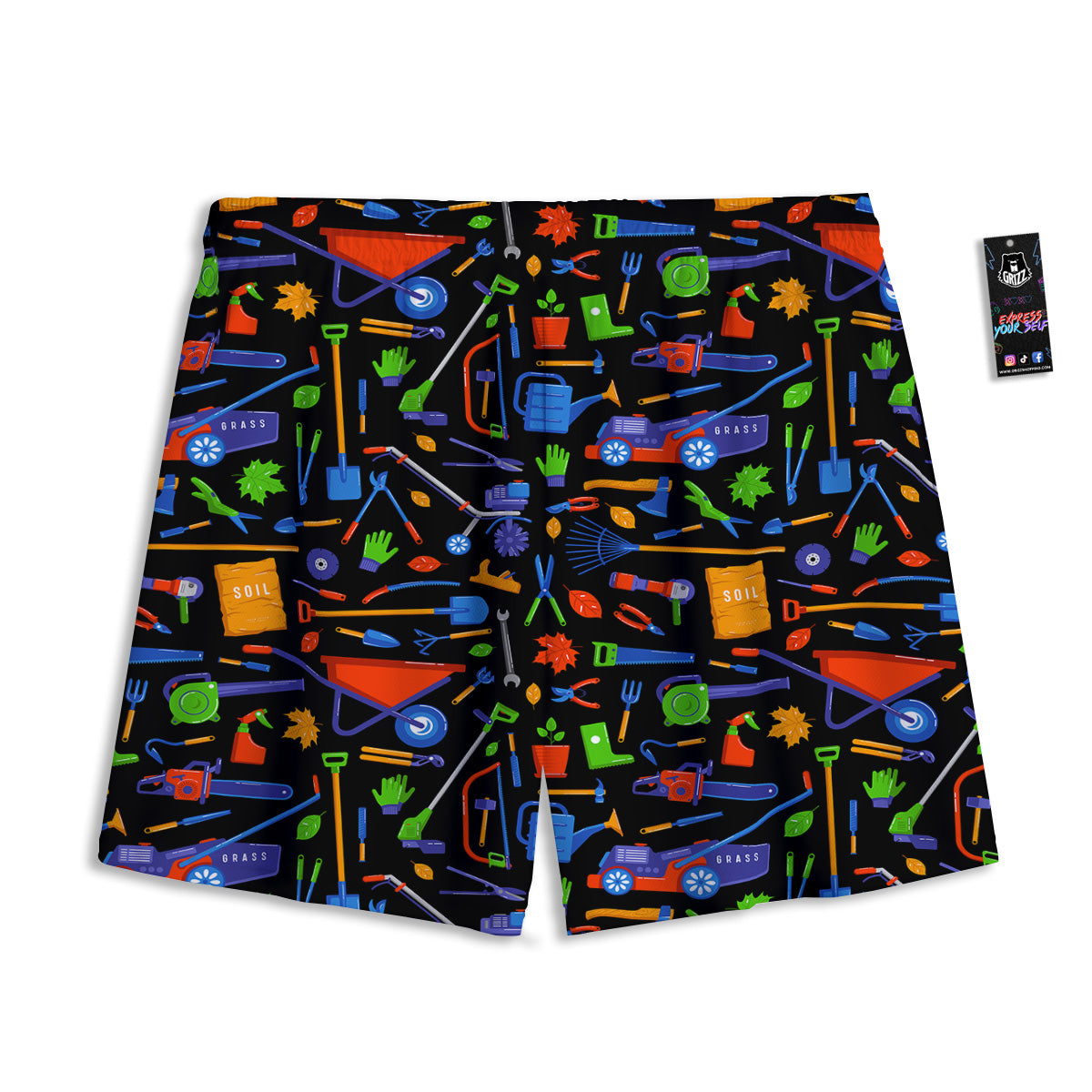 Garden Tools Print Pattern Mesh Shorts-grizzshop