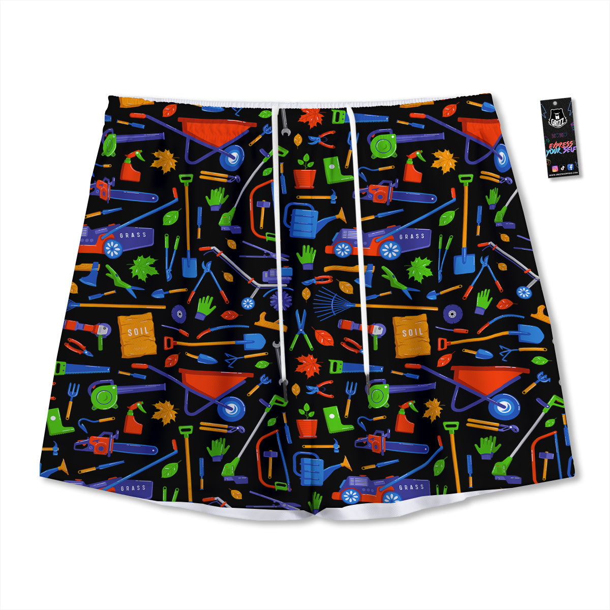 Garden Tools Print Pattern Mesh Shorts-grizzshop