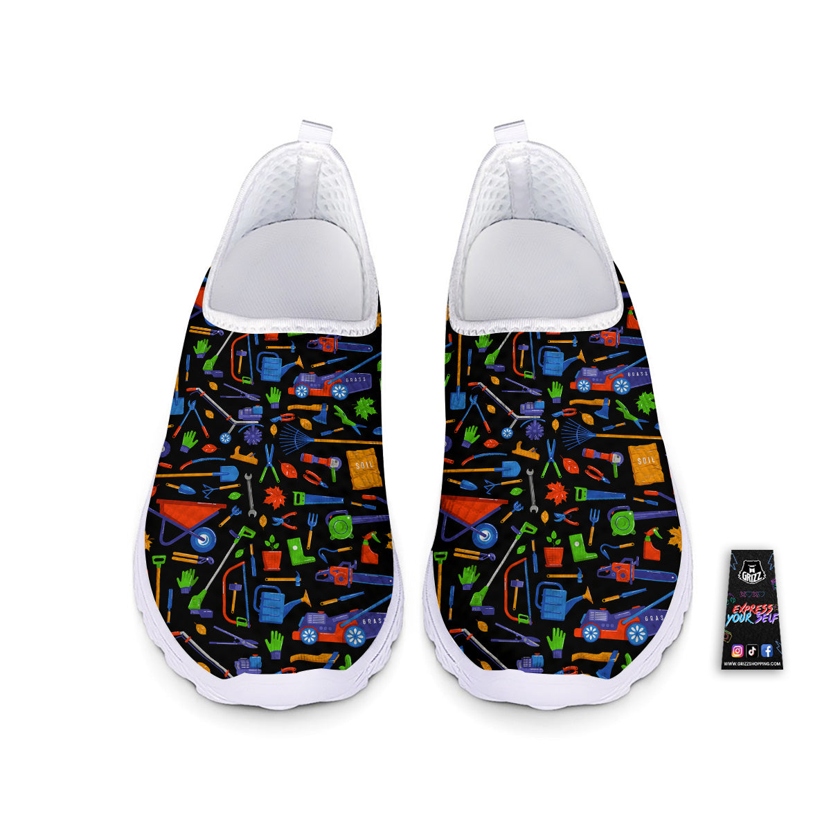 Garden Tools Print Pattern Nurse Shoes-grizzshop