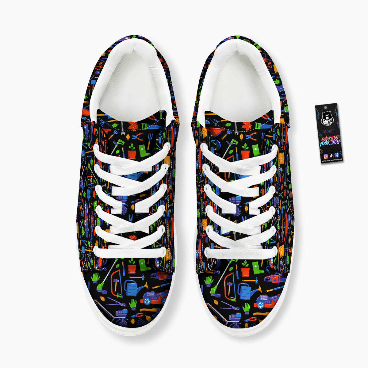 Garden Tools Print Pattern Platform Shoes-grizzshop