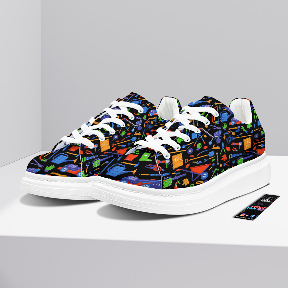 Garden Tools Print Pattern Platform Shoes-grizzshop