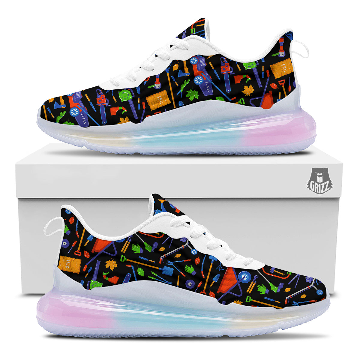 Garden Tools Print Pattern Running Sneakers-grizzshop