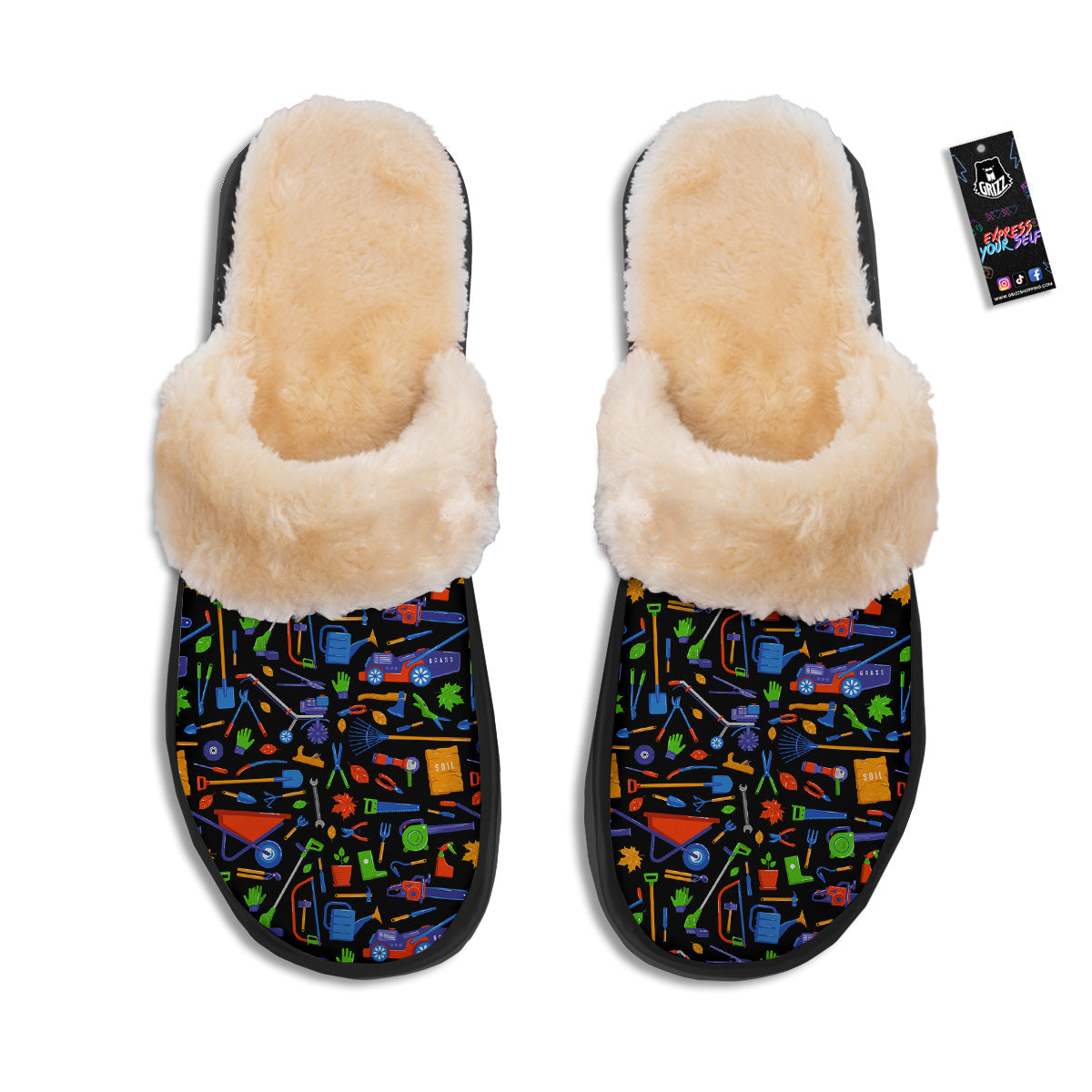 Garden Tools Print Pattern Slippers-grizzshop