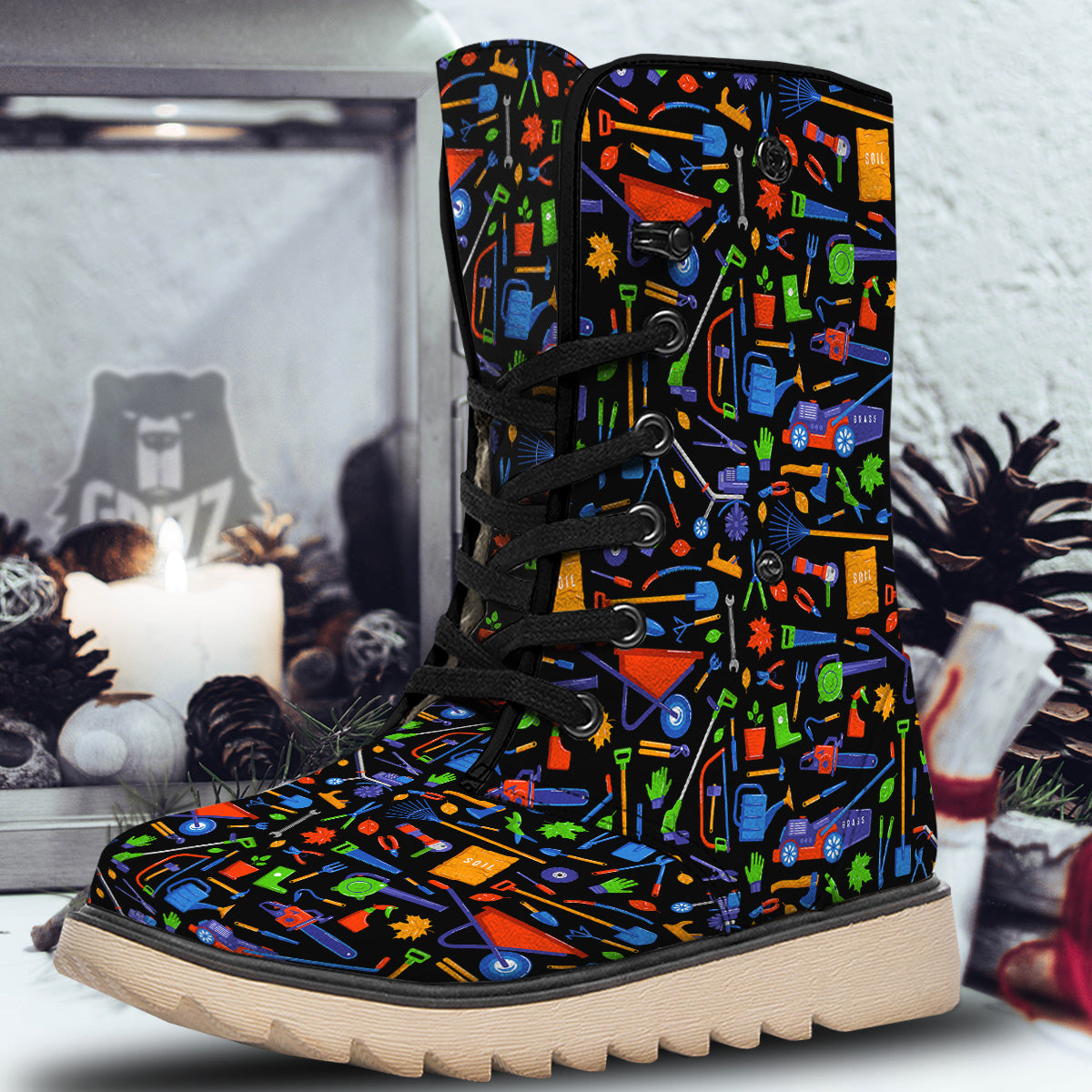 Garden Tools Print Pattern Snow Boots-grizzshop