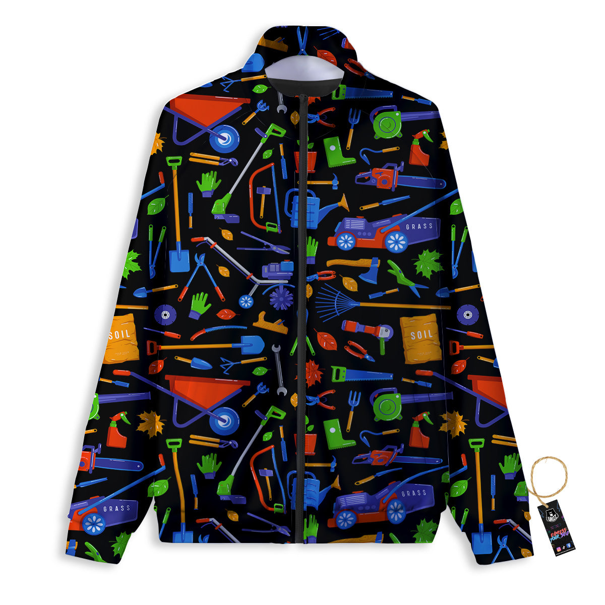 Garden Tools Print Pattern Track Jacket-grizzshop