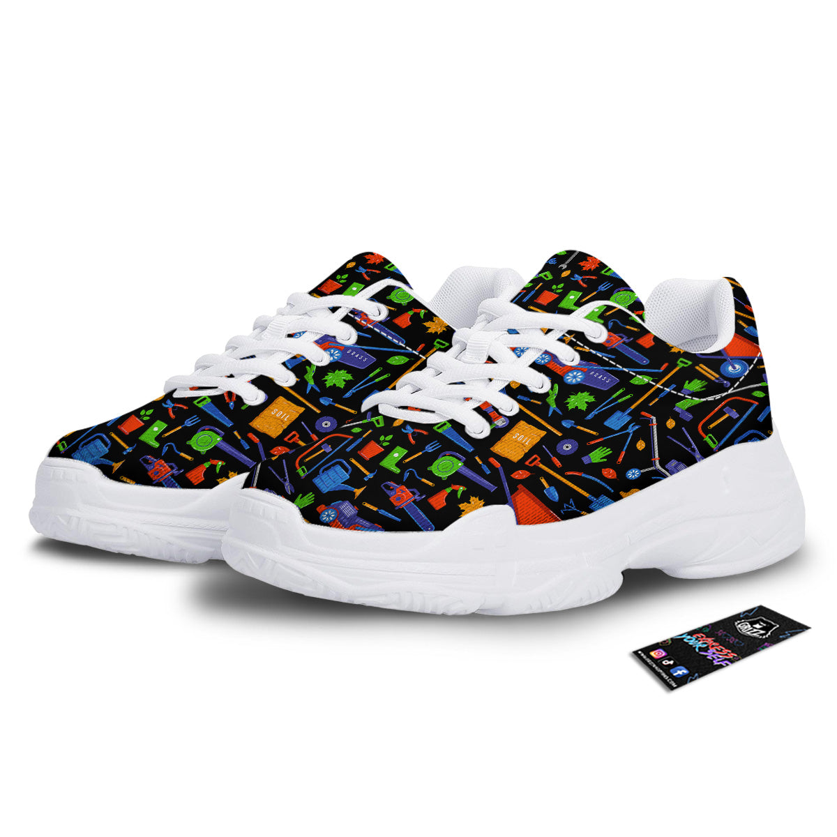 Garden Tools Print Pattern White Chunky Shoes-grizzshop