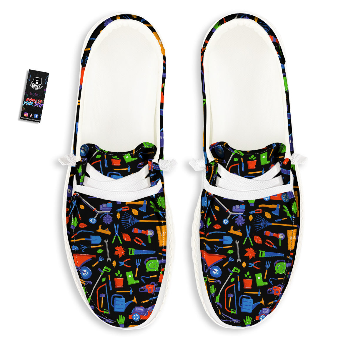 Garden Tools Print Pattern White Loafers-grizzshop
