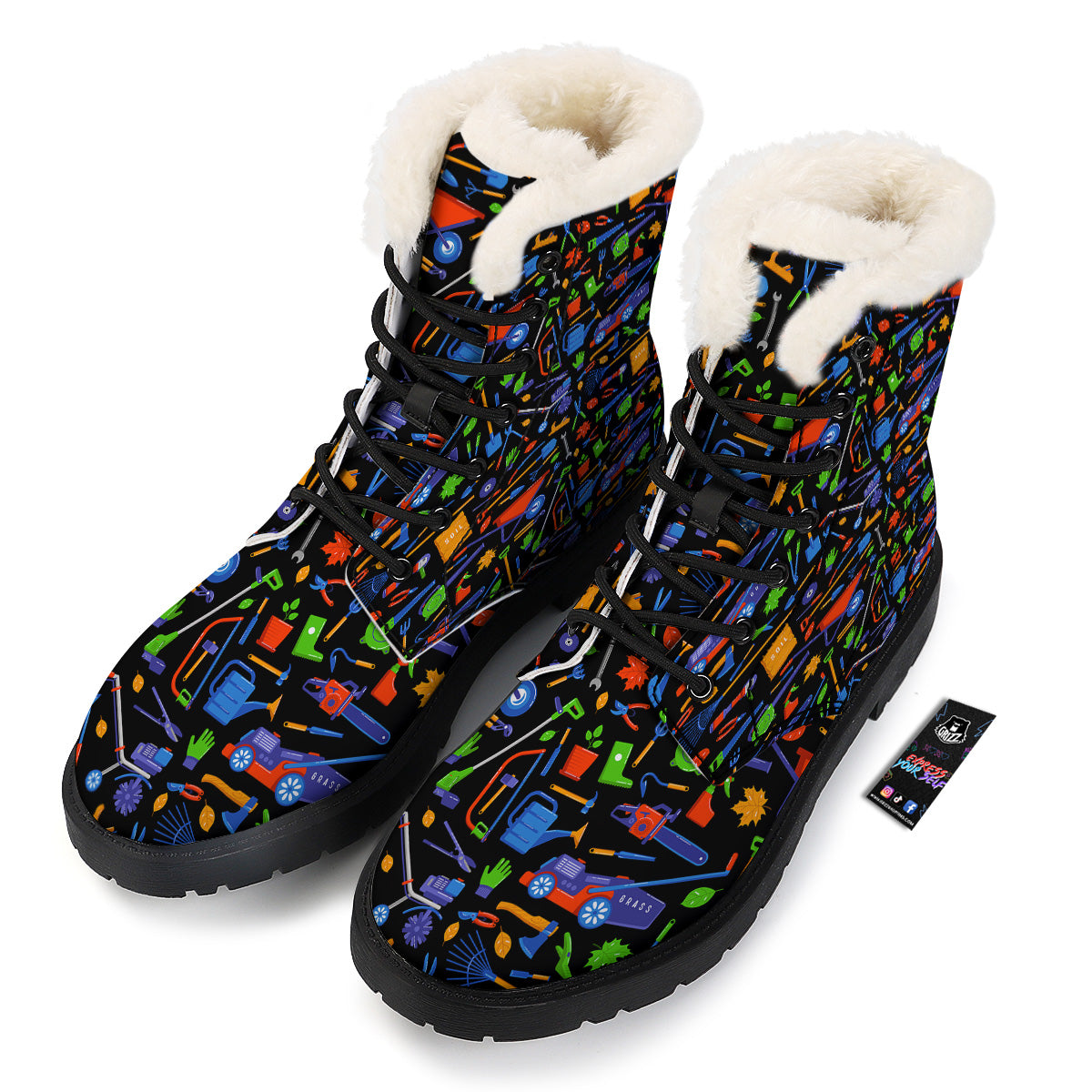 Garden Tools Print Pattern Winter Boots-grizzshop