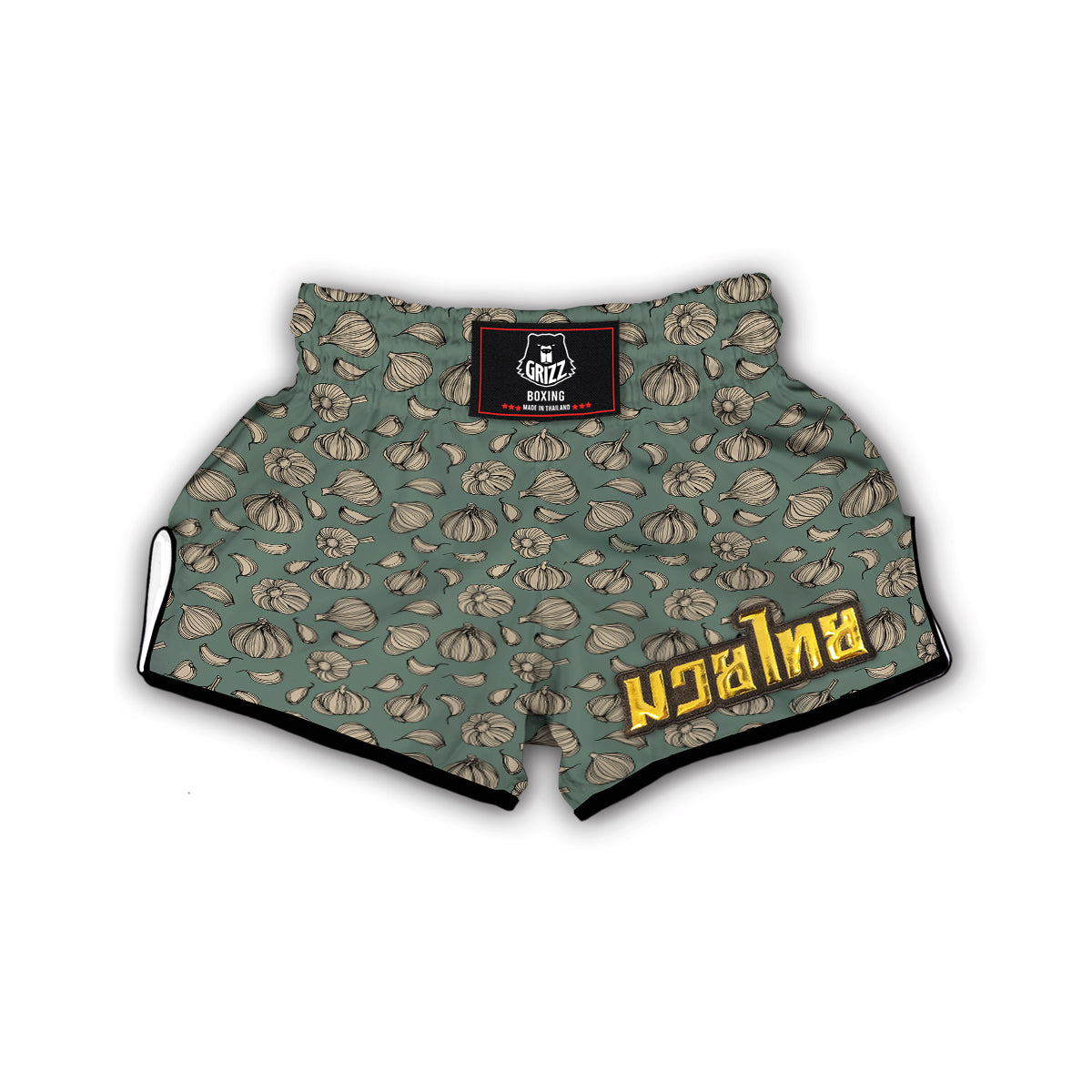 Garlic Vintage Print Pattern Muay Thai Boxing Shorts-grizzshop
