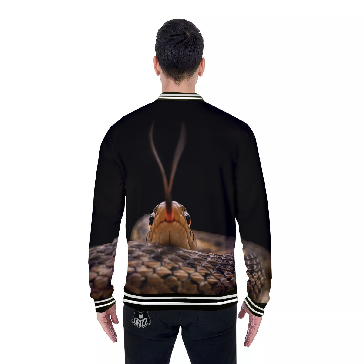 Garter Snake Print Baseball Jacket-grizzshop
