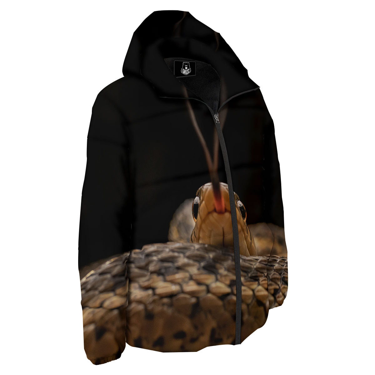 Garter Snake Print Down Jacket-grizzshop