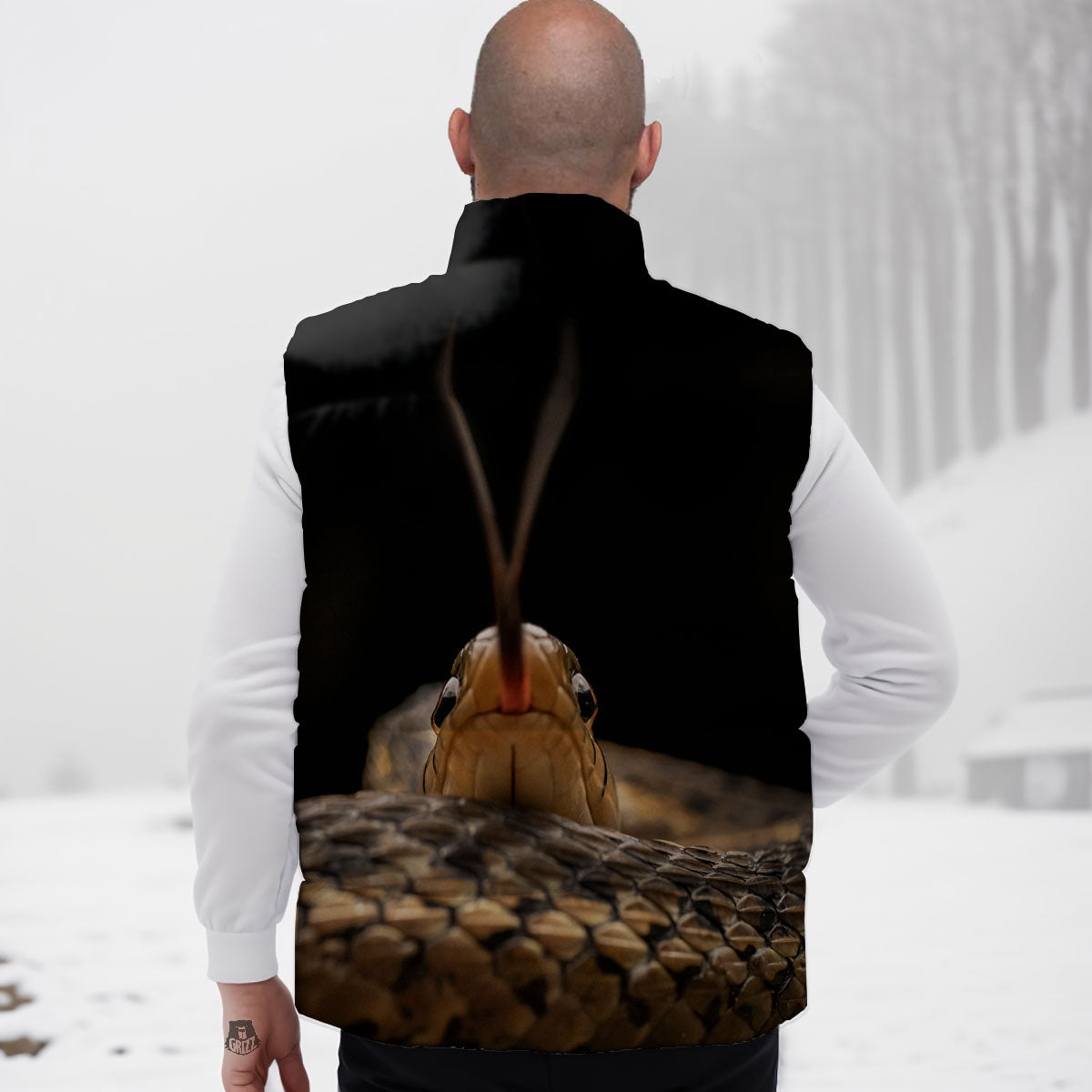 Garter Snake Print Down Vest