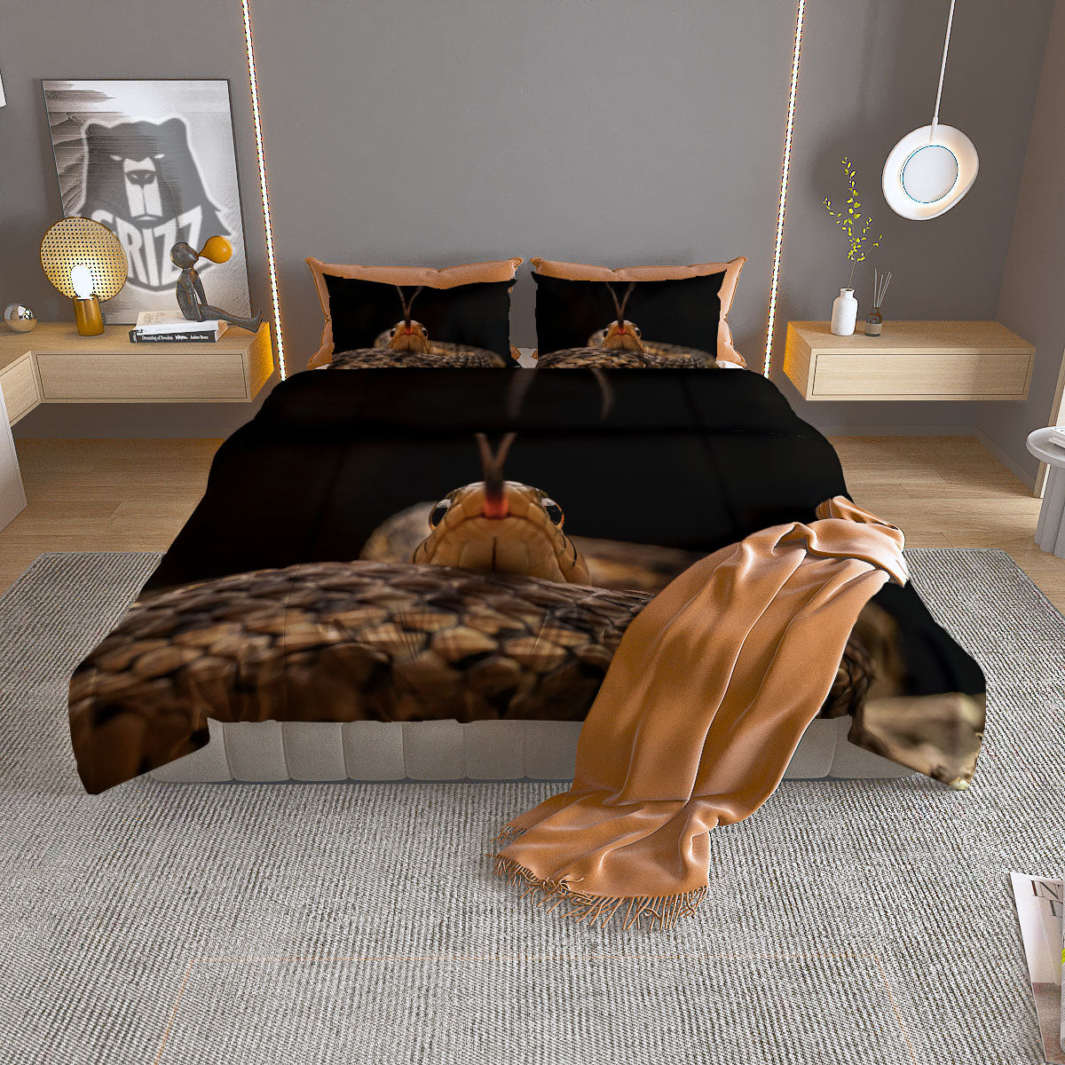 Garter Snake Print Duvet Cover Bedding Set