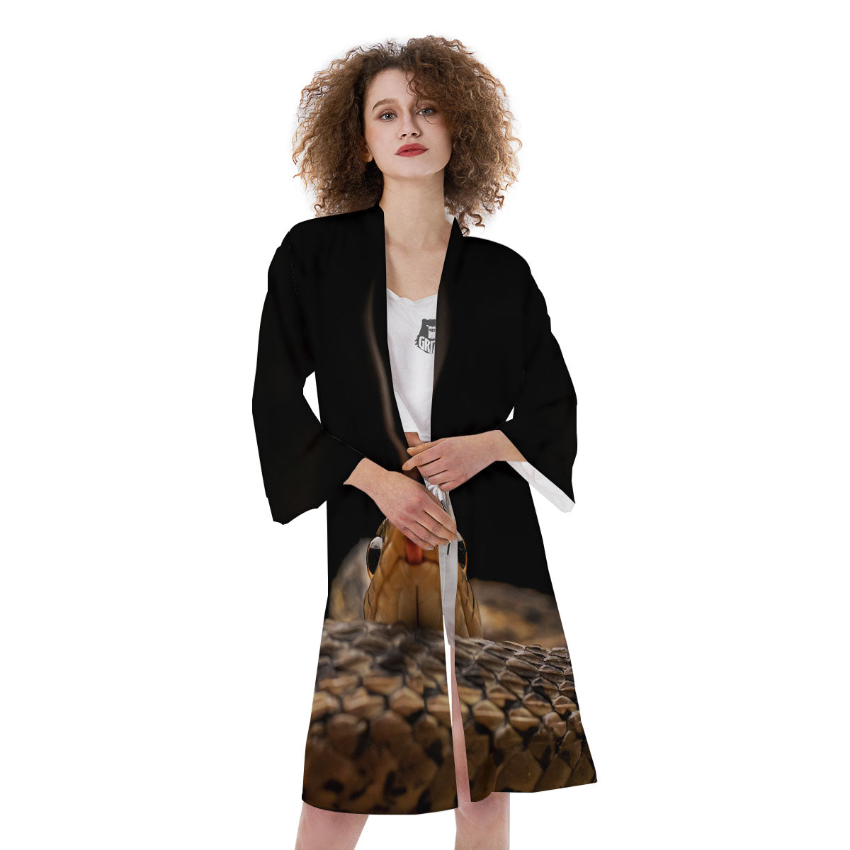 Garter Snake Print Kimono-grizzshop