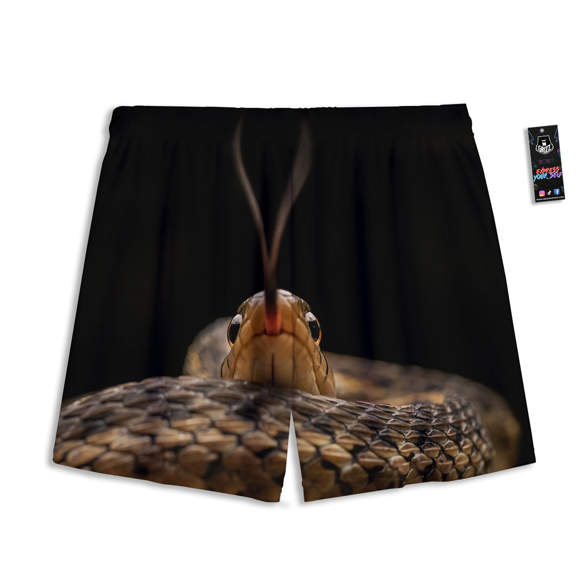 Garter Snake Print Mesh Shorts